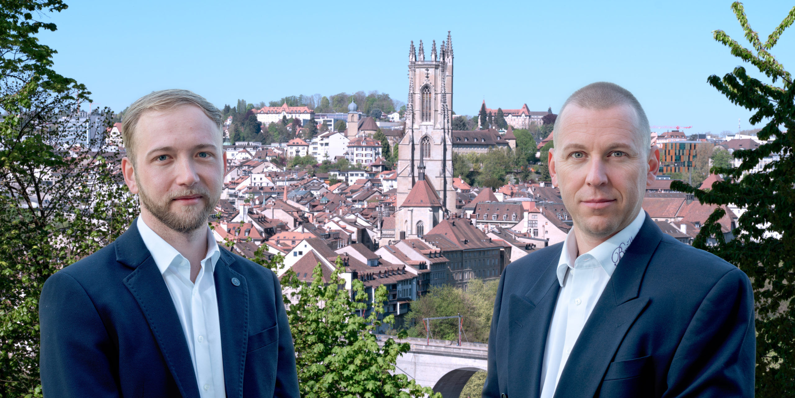 Marc Monney et Laurent Brülahrt, responsables des pompes funèbres de Fribourg Sàrl